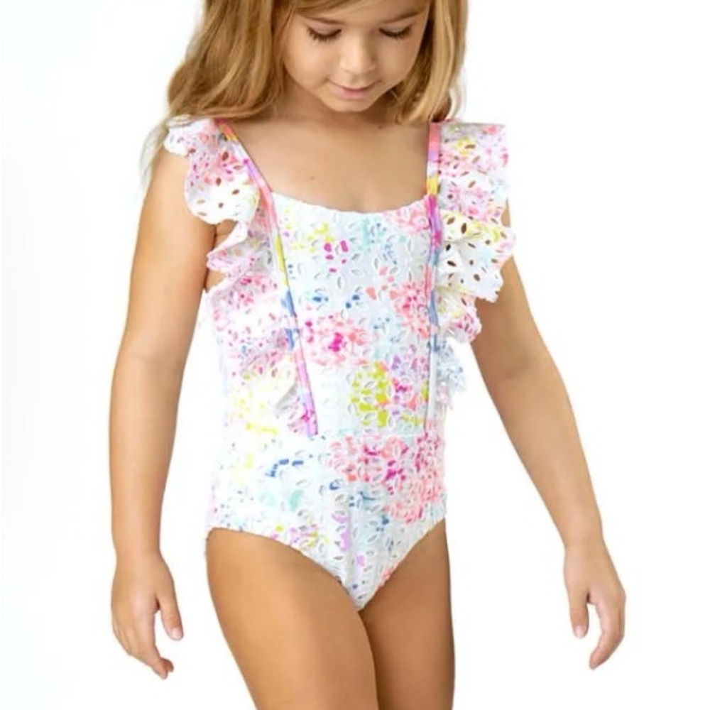 Shade Critters Kids One Piece Swimsuit - Multicolor Ruffle Design